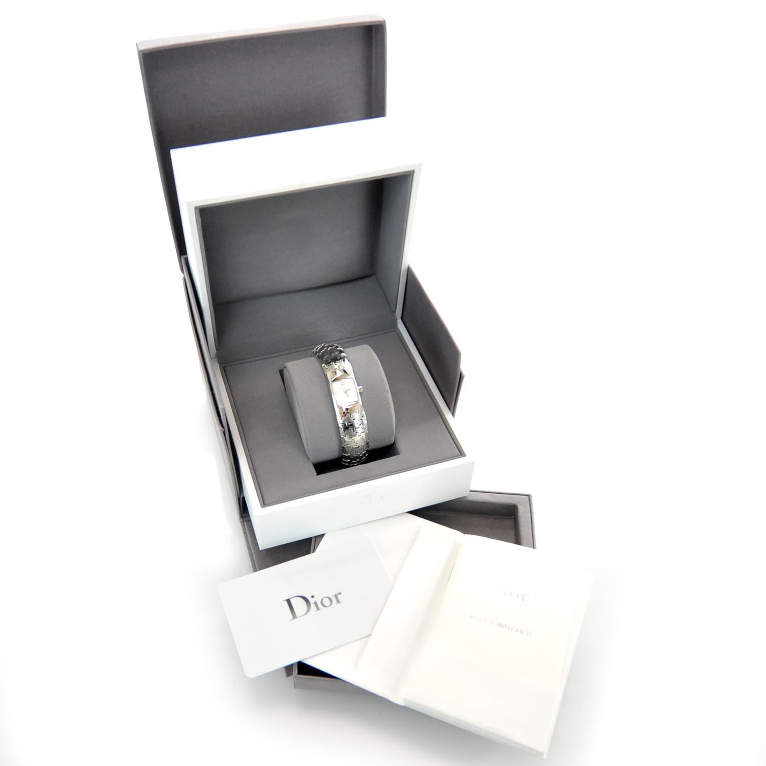 Christian Dior Stainless Steel 15mm Diorific Houndstooth Quartz Watch 7 of 7