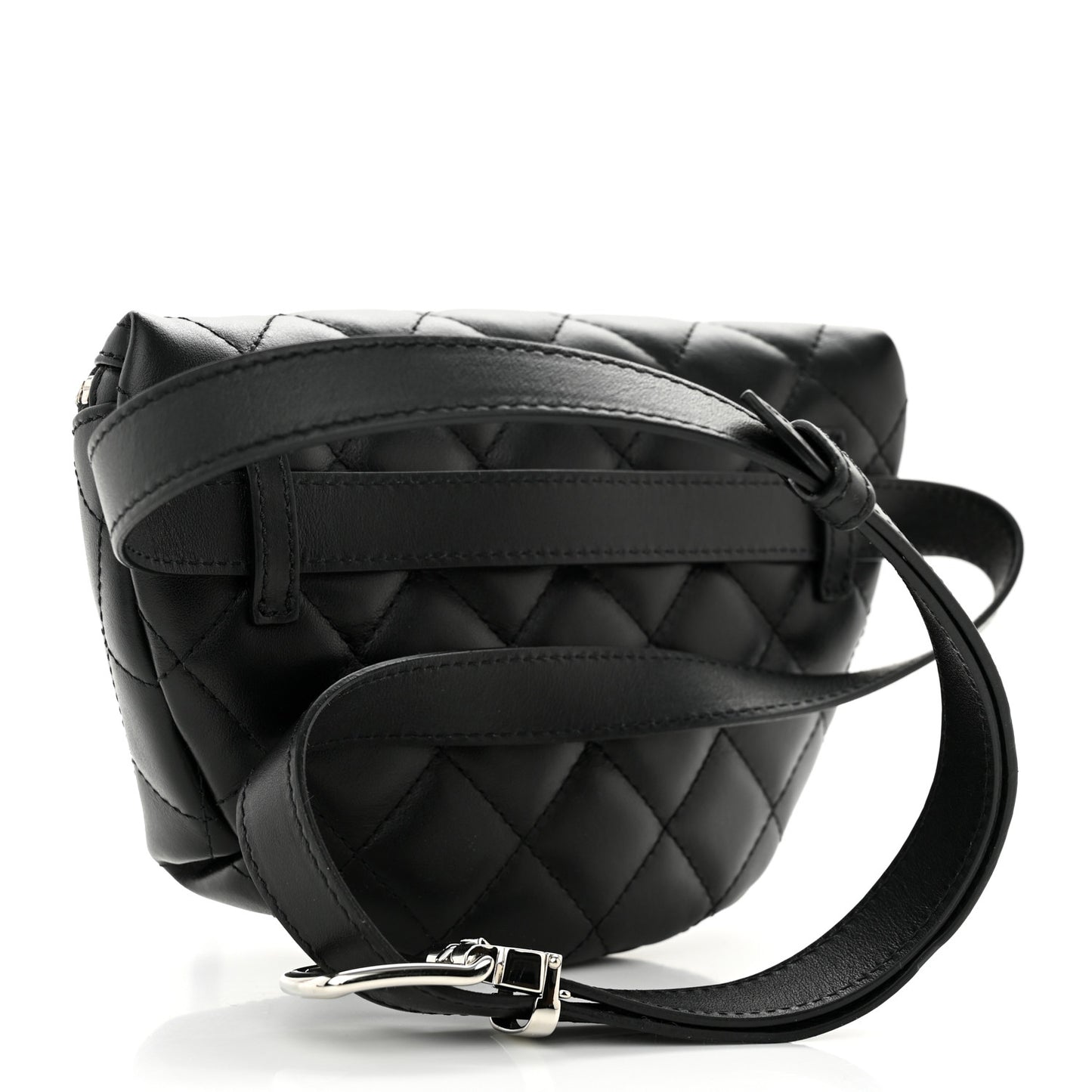 Calfskin Quilted Waist Belt Bag Black