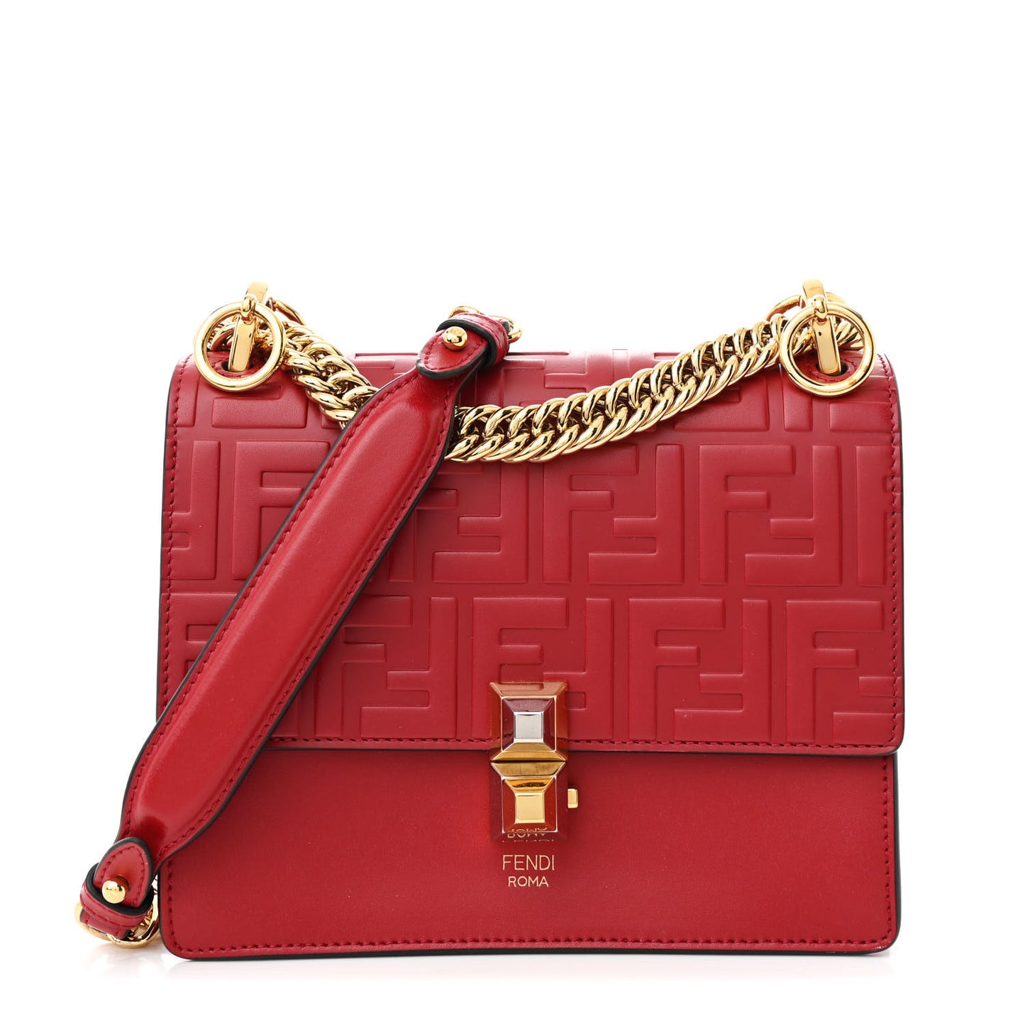 Vitello Liberty FF 1974 Embossed Small Kan I Shoulder Bag Fragola