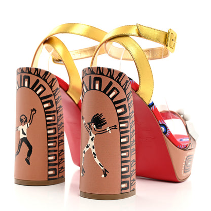 Christian Louboutin Calfskin Movida Athina Printed 130 Platform Sandals 40.5 Brown Multicolor 4 of 8