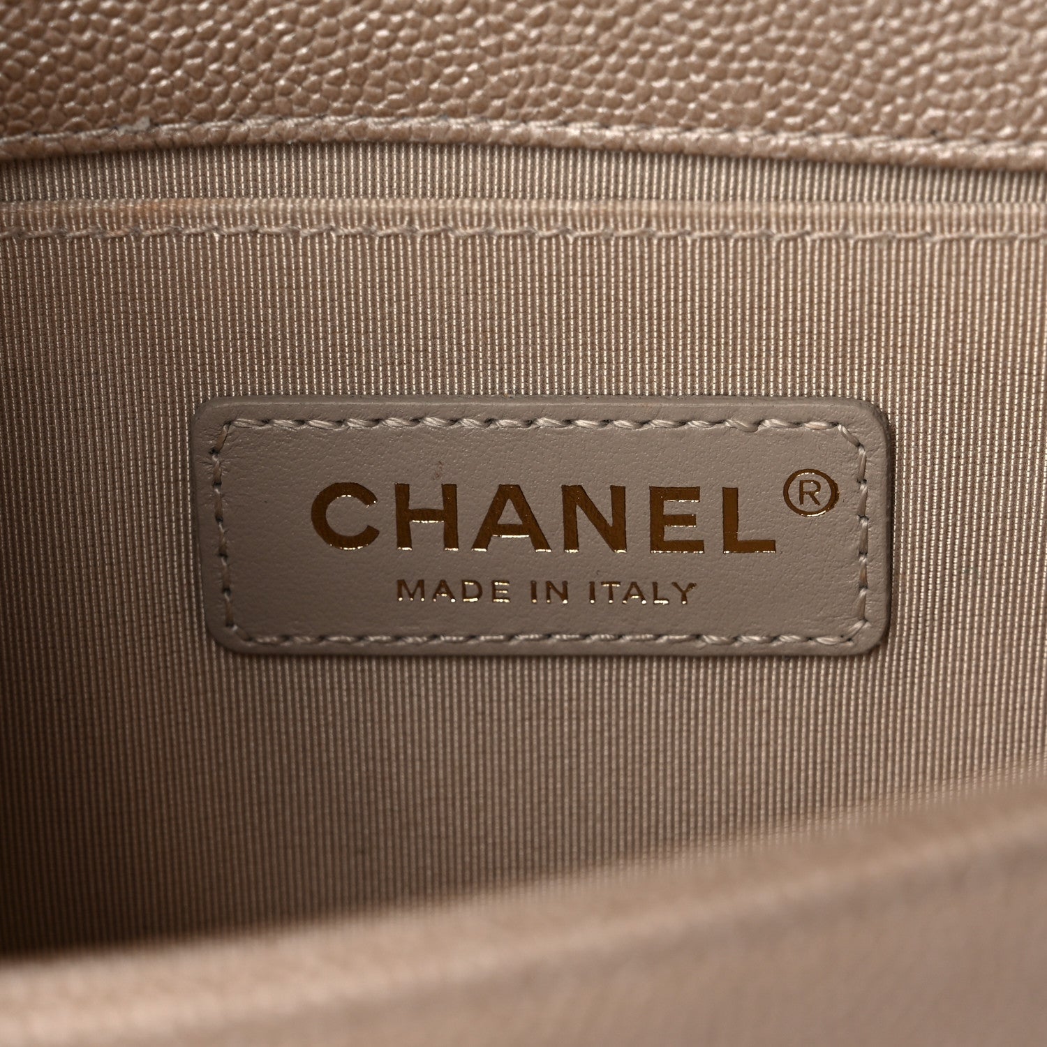 Chanel Metallic Caviar Chevron Quilted Small Boy Flap Light Beige 6 of 10