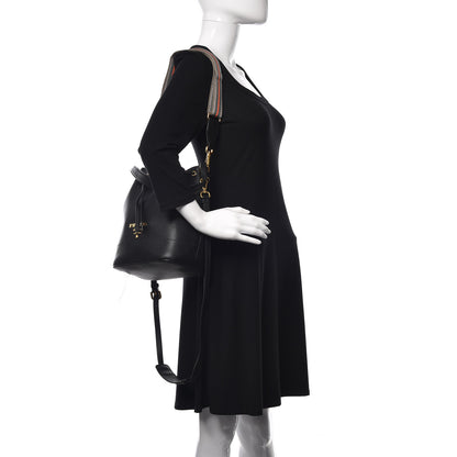 Prada Vitello Daino Drawstring Bucket Black 3 of 10