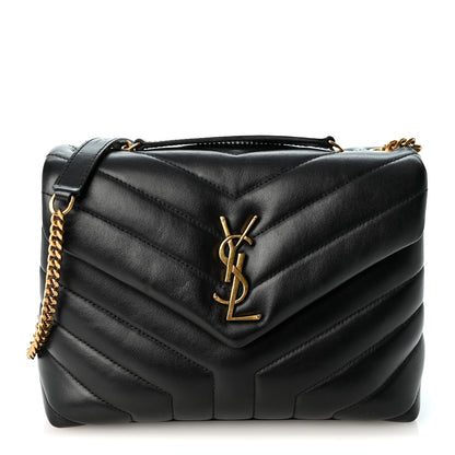 Saint Laurent Calfskin Y Quilted Monogram Small Loulou Chain Satchel Black 1 of 9