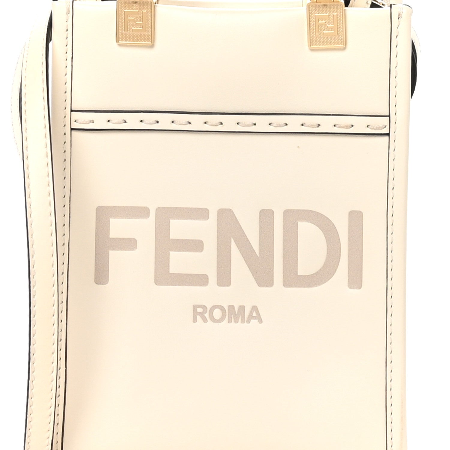 Fendi Vitello King Plexiglass Logo Embossed Mini Sunshine Shopper Tote White Ice 8 of 10