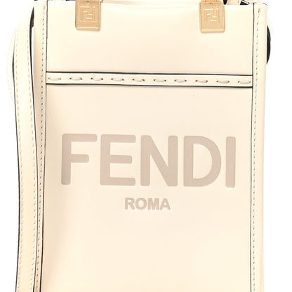 Fendi Vitello King Plexiglass Logo Embossed Mini Sunshine Shopper Tote White Ice 8 of 10