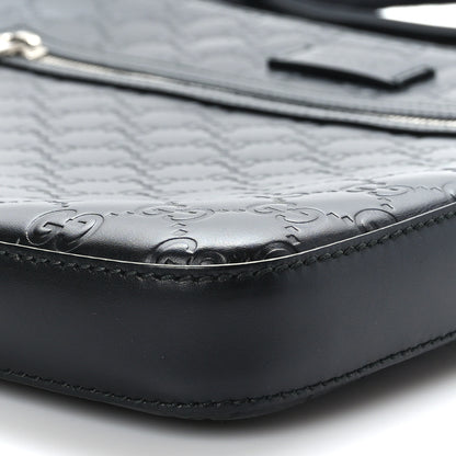 Gucci Guccissima Signature Medium Flat Messenger Bag Black 9 of 9