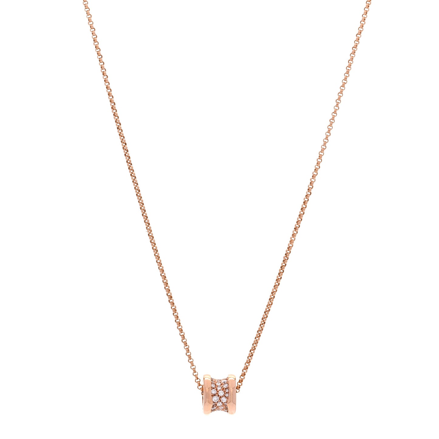18K Rose Gold Diamond Small B.Zero1 Pave Pendant Necklace
