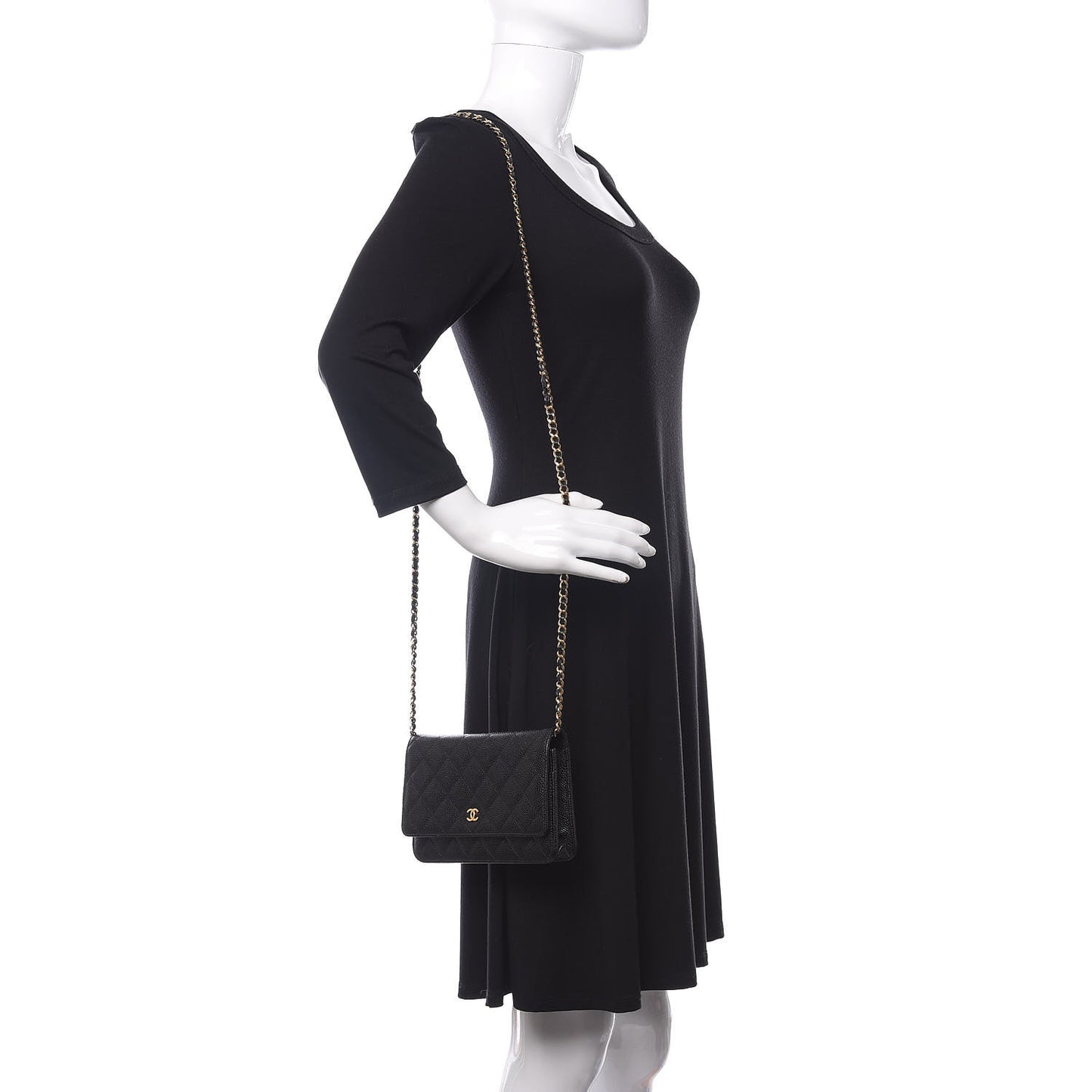 Caviar Quilted Wallet On Chain WOC Black