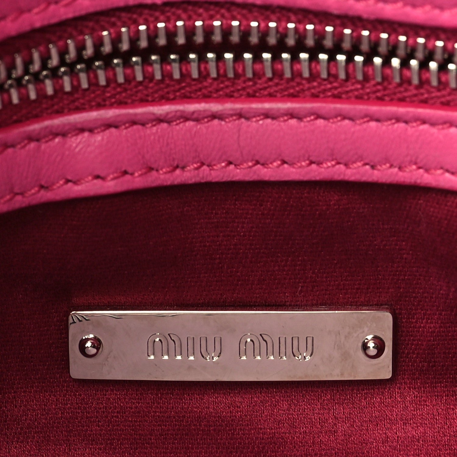 Miu Miu Nappa Matelasse Crystal Flap Clutch Fuxia 5 of 9