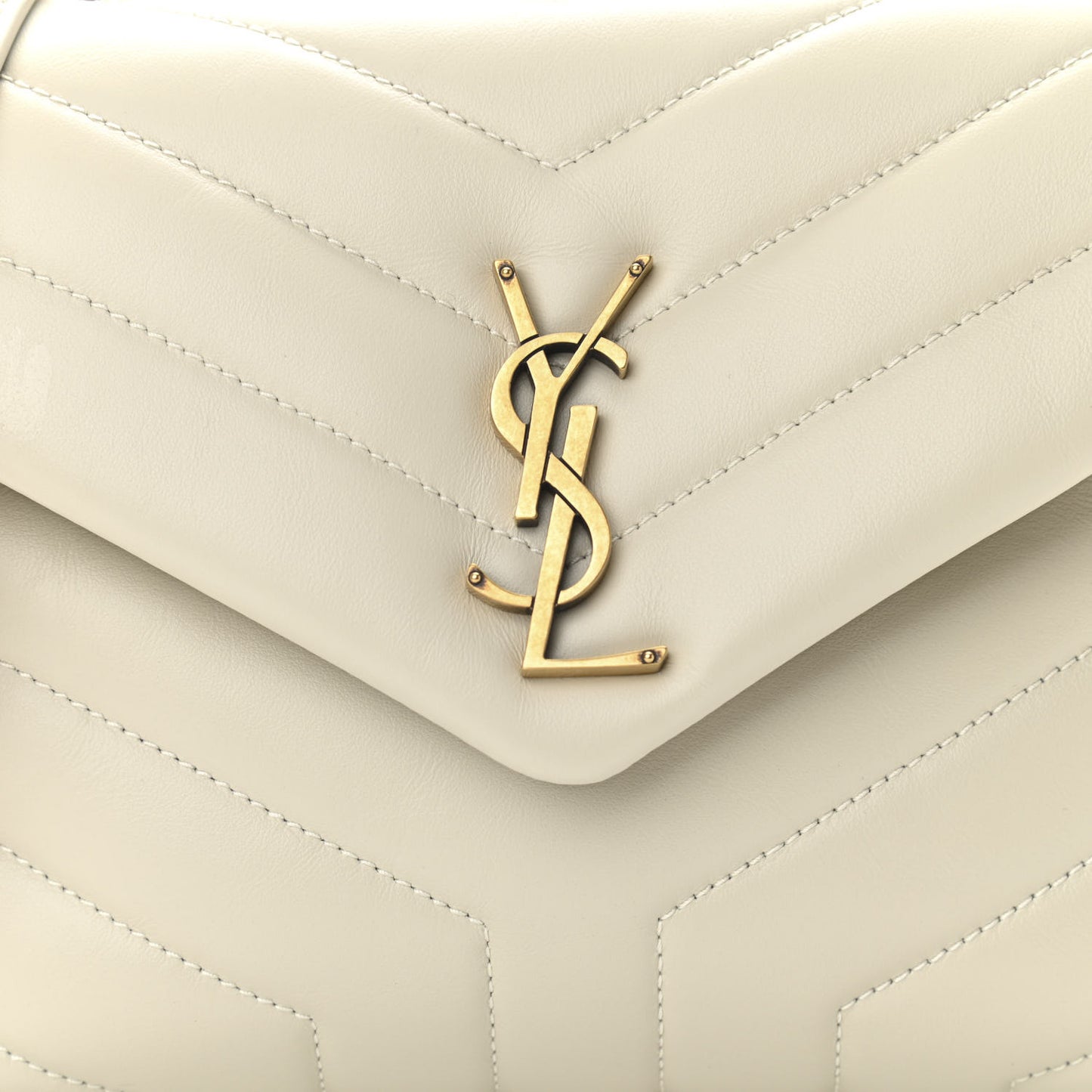 Calfskin Y Quilted Monogram Small Loulou Chain Satchel Crema Soft