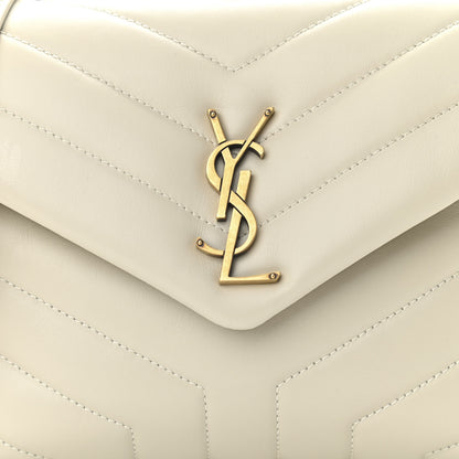 Saint Laurent Calfskin Y Quilted Monogram Small Loulou Chain Satchel Crema Soft 8 of 10