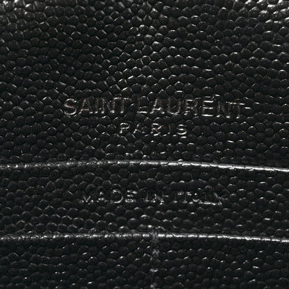 Saint Laurent Grain De Poudre Matelasse Chevron Monogram Monochrome Envelope Chain Wallet Black 6 of 20