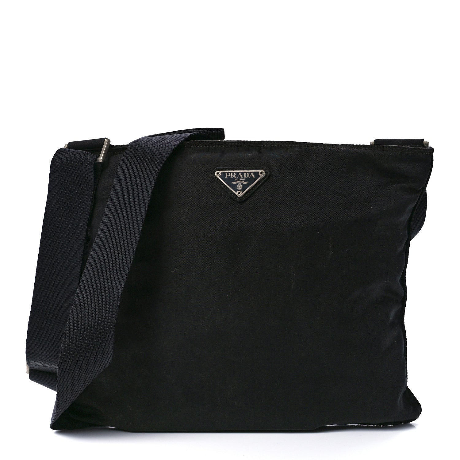 Prada Tessuto Nylon Flat Messenger Bag Black 1 of 11