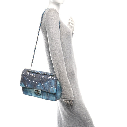 Chanel Sequin Large Waterfall Flap Light Blue 2 of 10