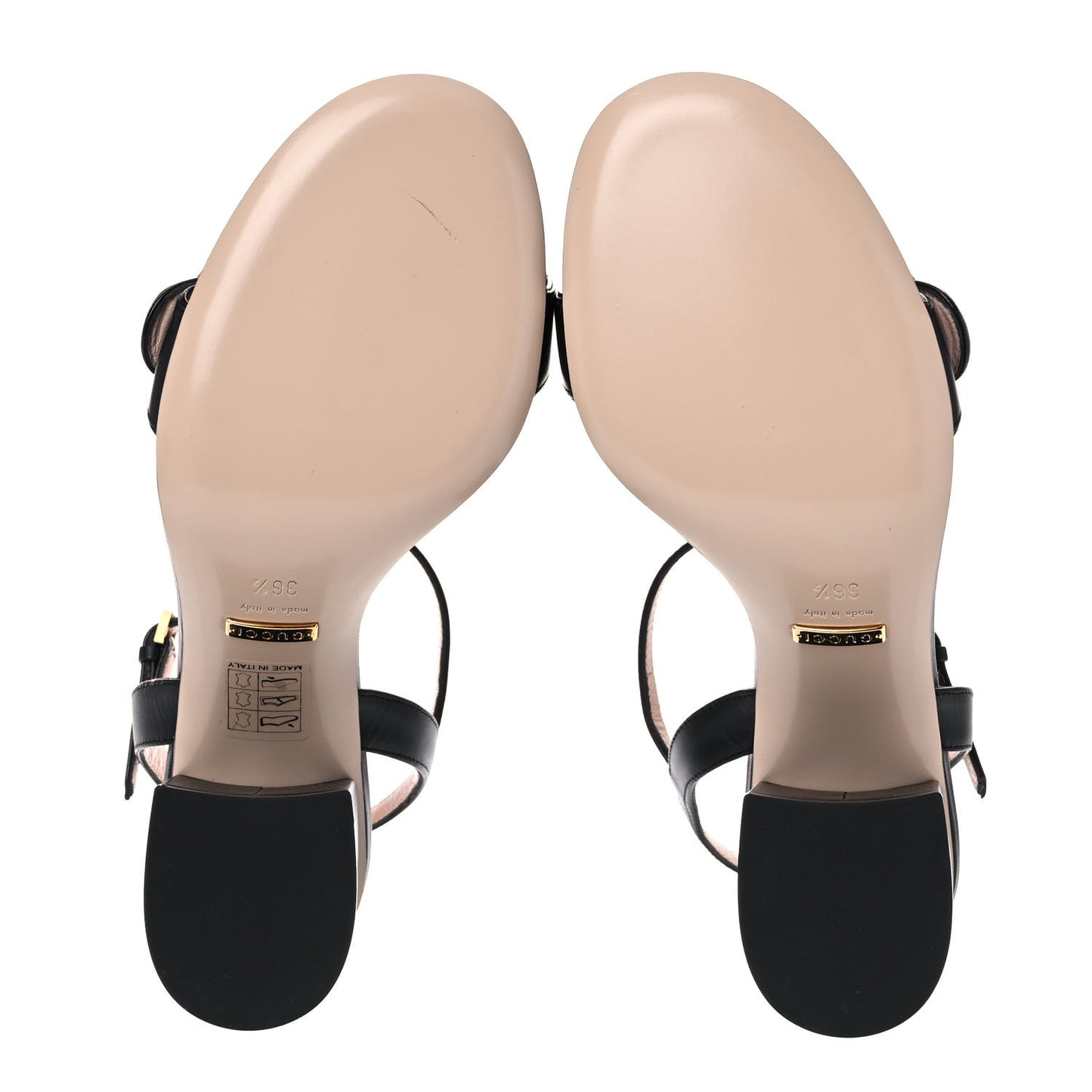 Lifford Calfskin GG Marmont Ankle Wrap 75mm Sandals 36.5 Black