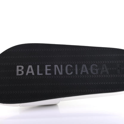 Balenciaga Nappa Political Campaign Logo Womens Pool Slide Sandals 39 White 7 of 8