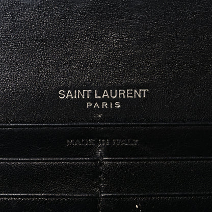 Saint Laurent Calfskin Crocodile Embossed Monogram Flap Wallet Black 6 of 8