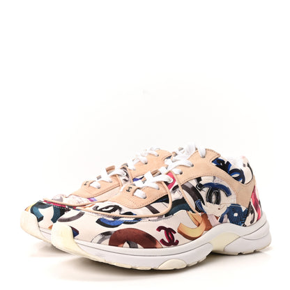 Chanel Satin Suede CC Graffiti Print Sneakers 41 Multicolor 4 of 10