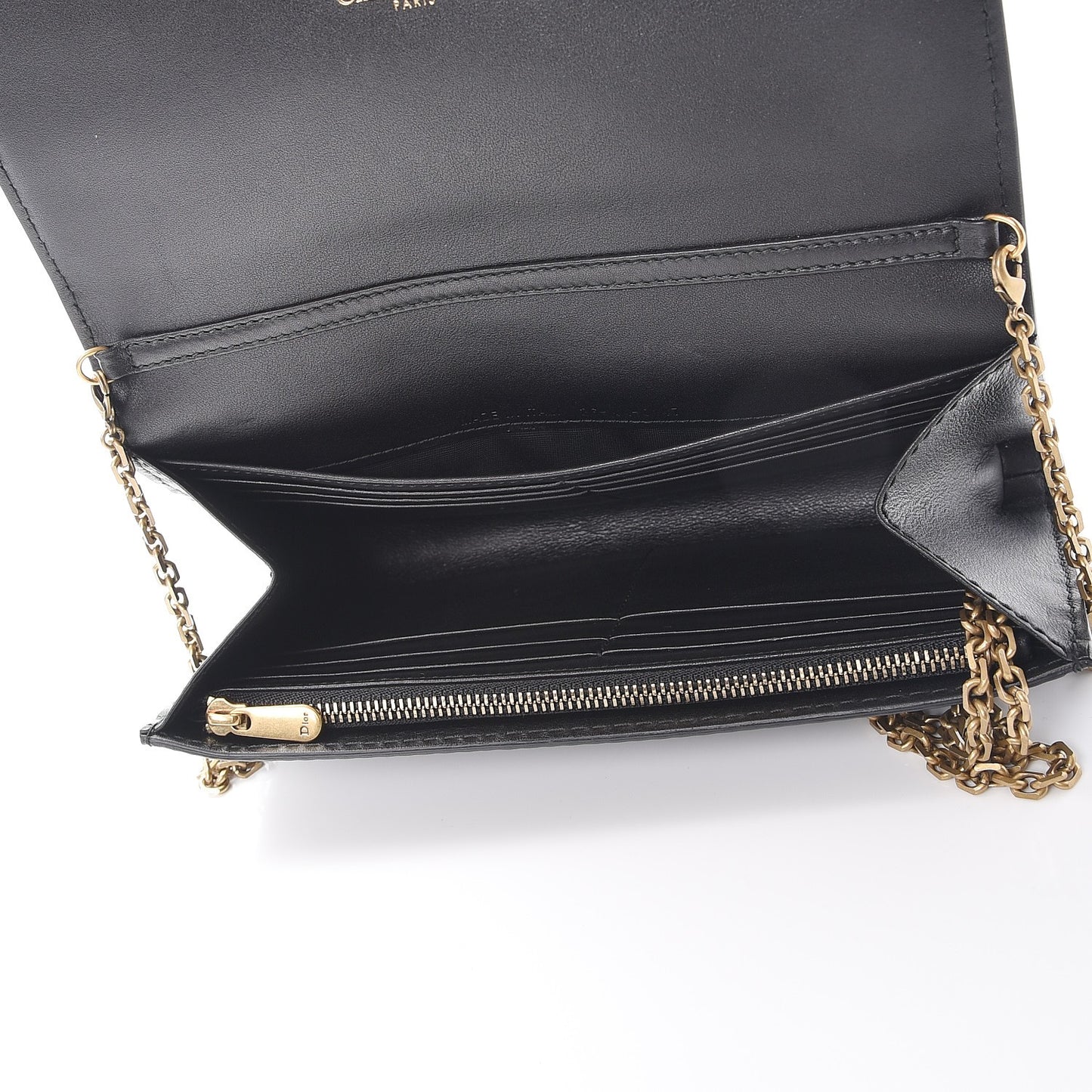 Calfskin J'adior Croisiere Chain Wallet Black