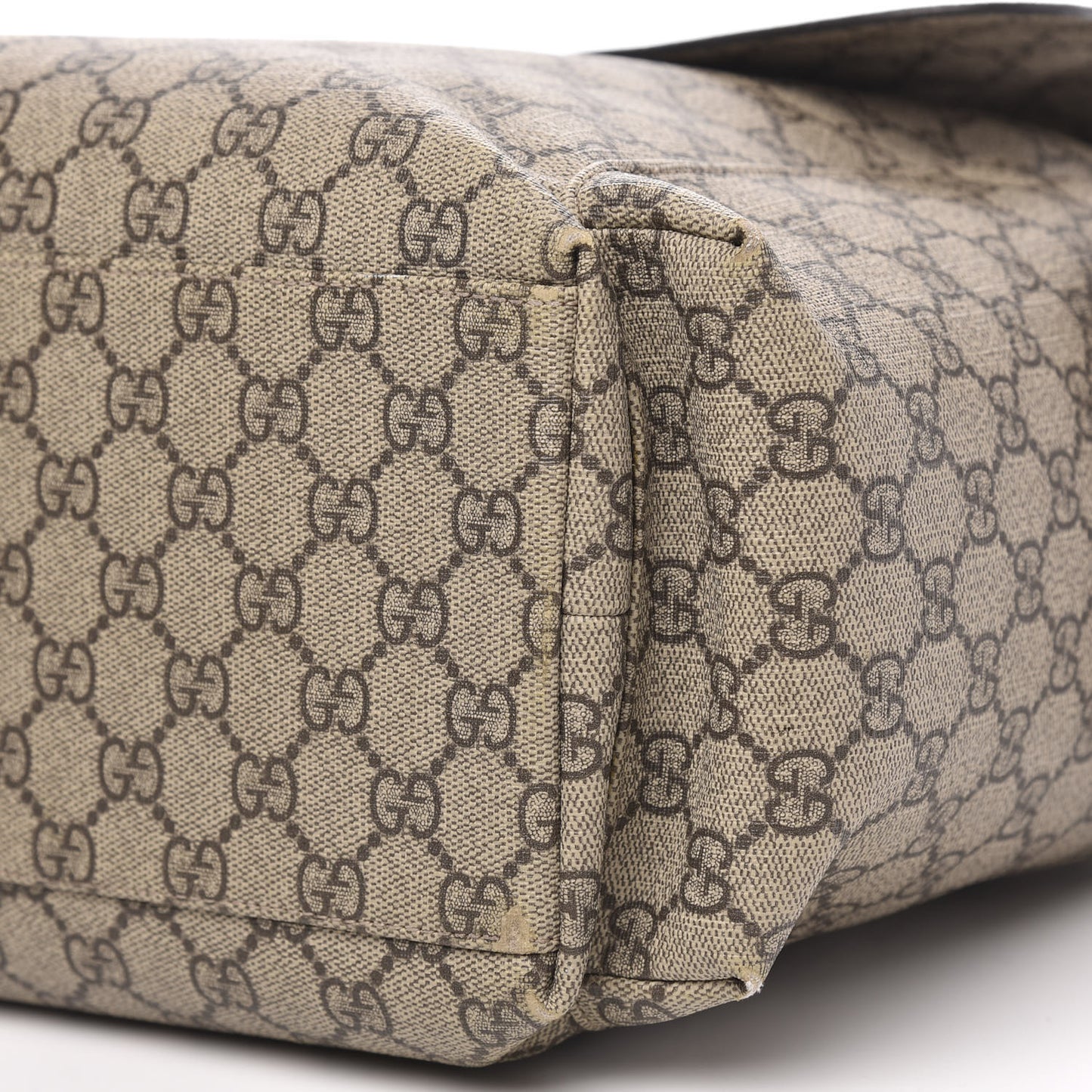 GG Supreme Monogram Selleria Calfskin Messenger Diaper Bag Beige Ebony Cocoa Dark Chocolate