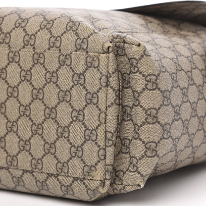 Gucci GG Supreme Monogram Selleria Calfskin Messenger Diaper Bag Beige Ebony Cocoa Dark Chocolate 10 of 13
