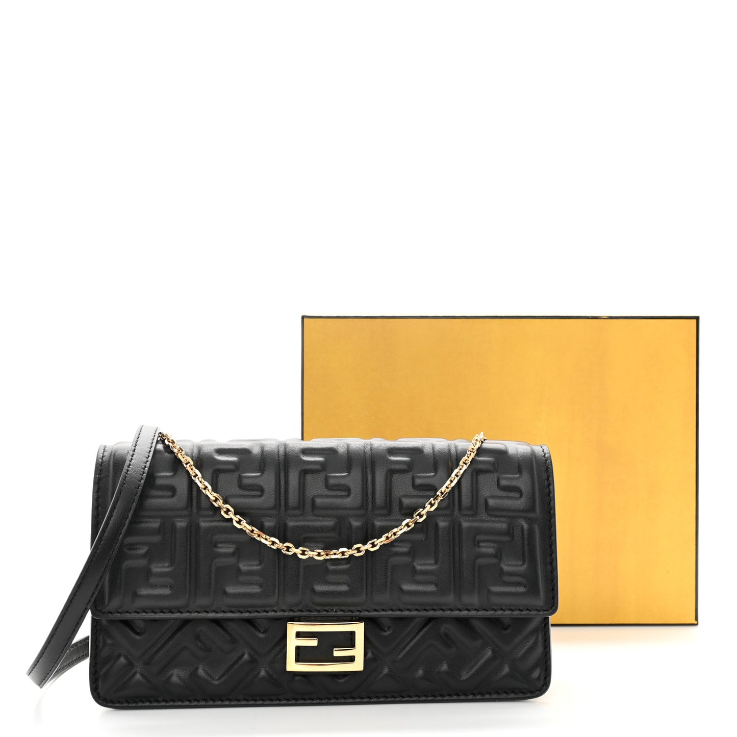 Nappa Matisse FF Embossed Wallet On Chain Black