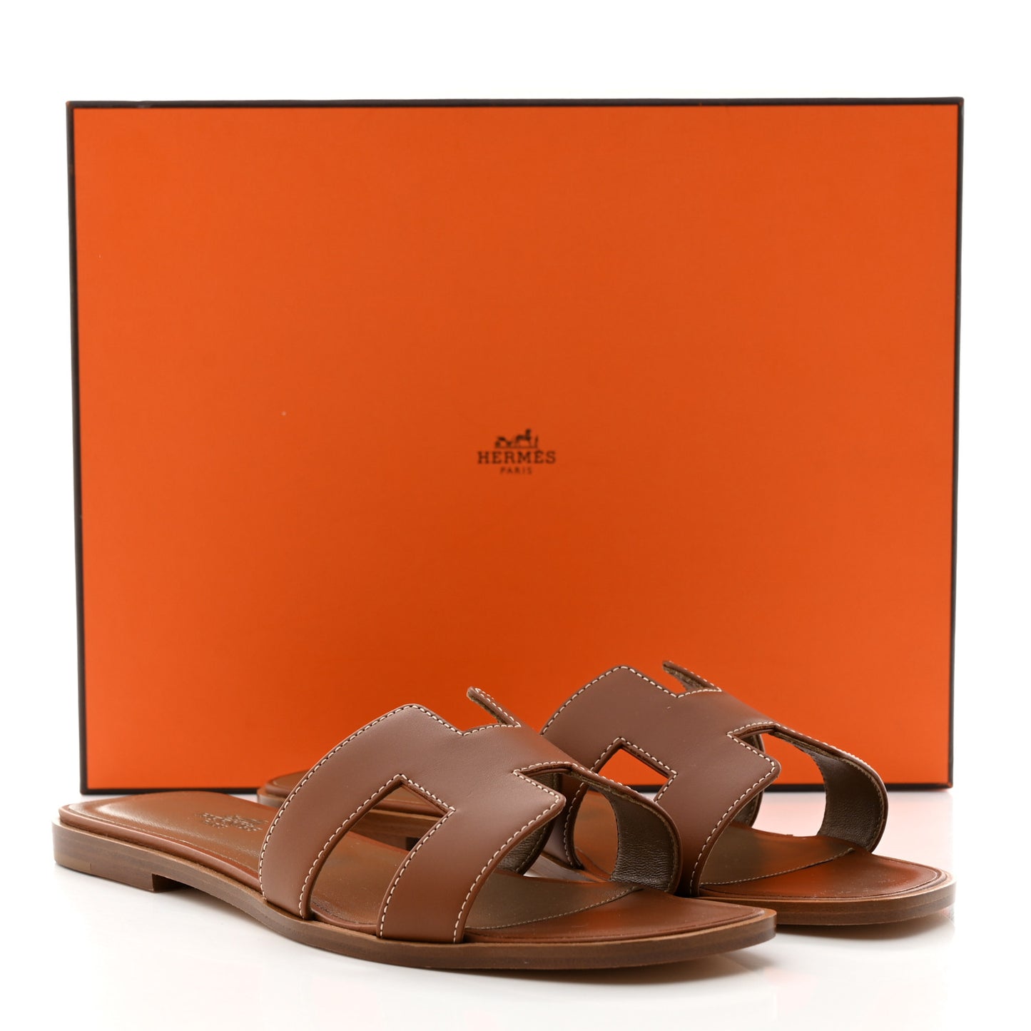 Box Calfskin Oran Sandals 38.5 Gold