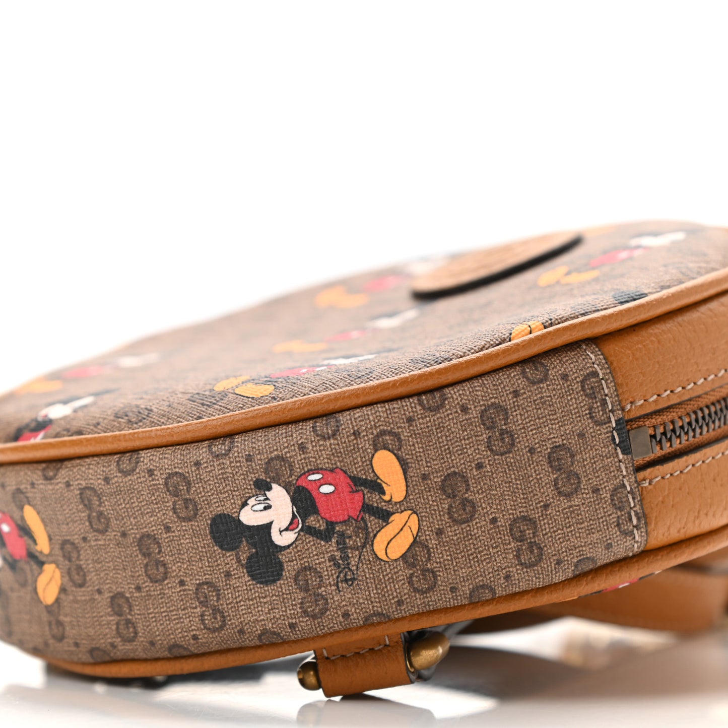 X DISNEY Mini Vintage GG Supreme Monogram Mickey Mouse Round Backpack Beige Vintage Sun Oil