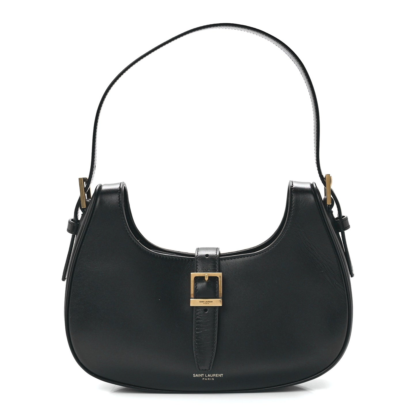 Shiny Calfskin Le Fermoir Hobo Black