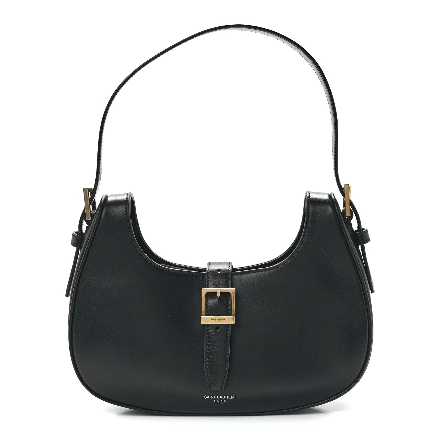 Saint Laurent Shiny Calfskin Le Fermoir Hobo Black 1 of 12