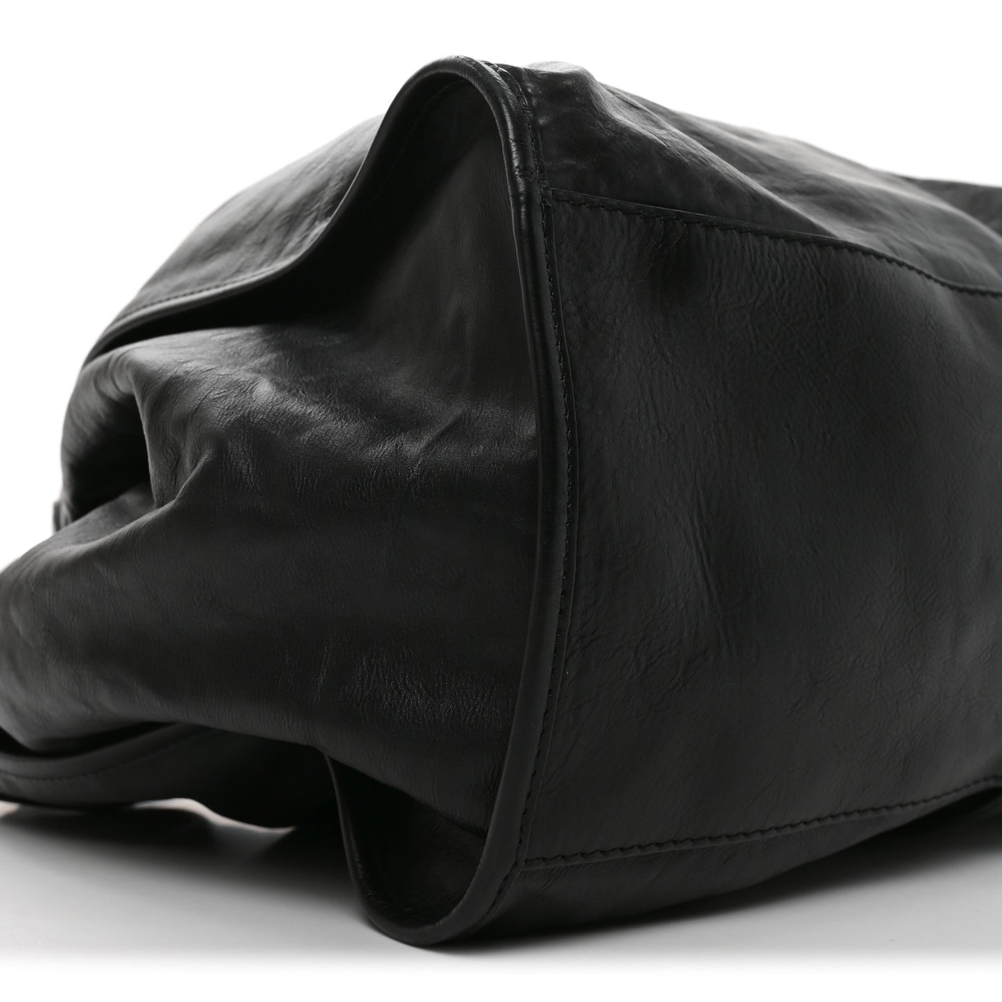 Calfskin Large Soft Stirrup Shoulder Bag Black