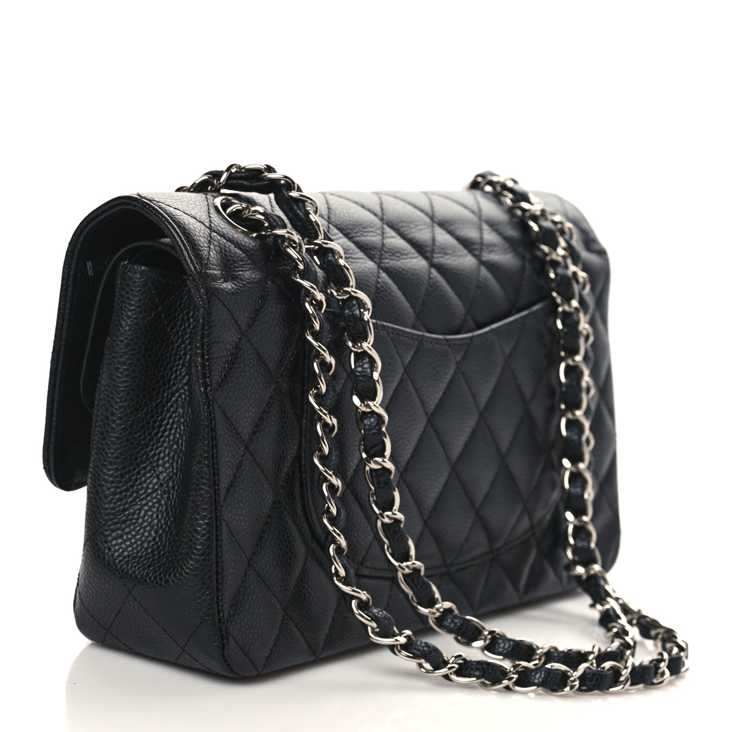 Caviar Quilted Medium Double Flap Black