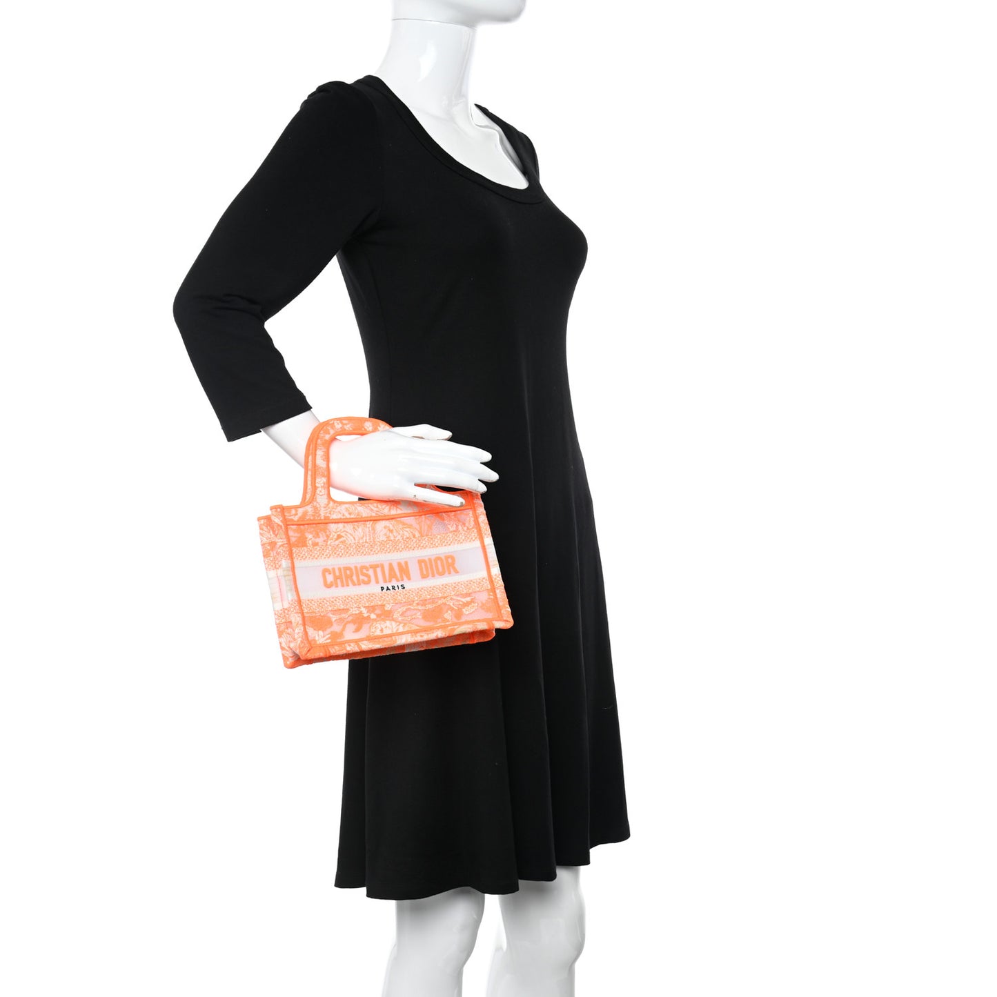 Canvas Embroidered Mini Toile De Jouy Book Tote Orange
