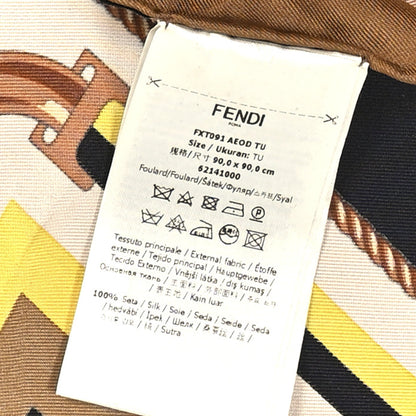 Fendi Silk Baguette Square Scarf Brown Black Multicolor 3 of 3