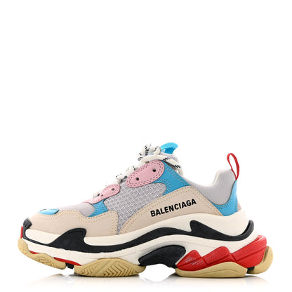 Balenciaga Fabric Mesh Womens Triple S Sneakers 36 White Blue Pink 1 of 8