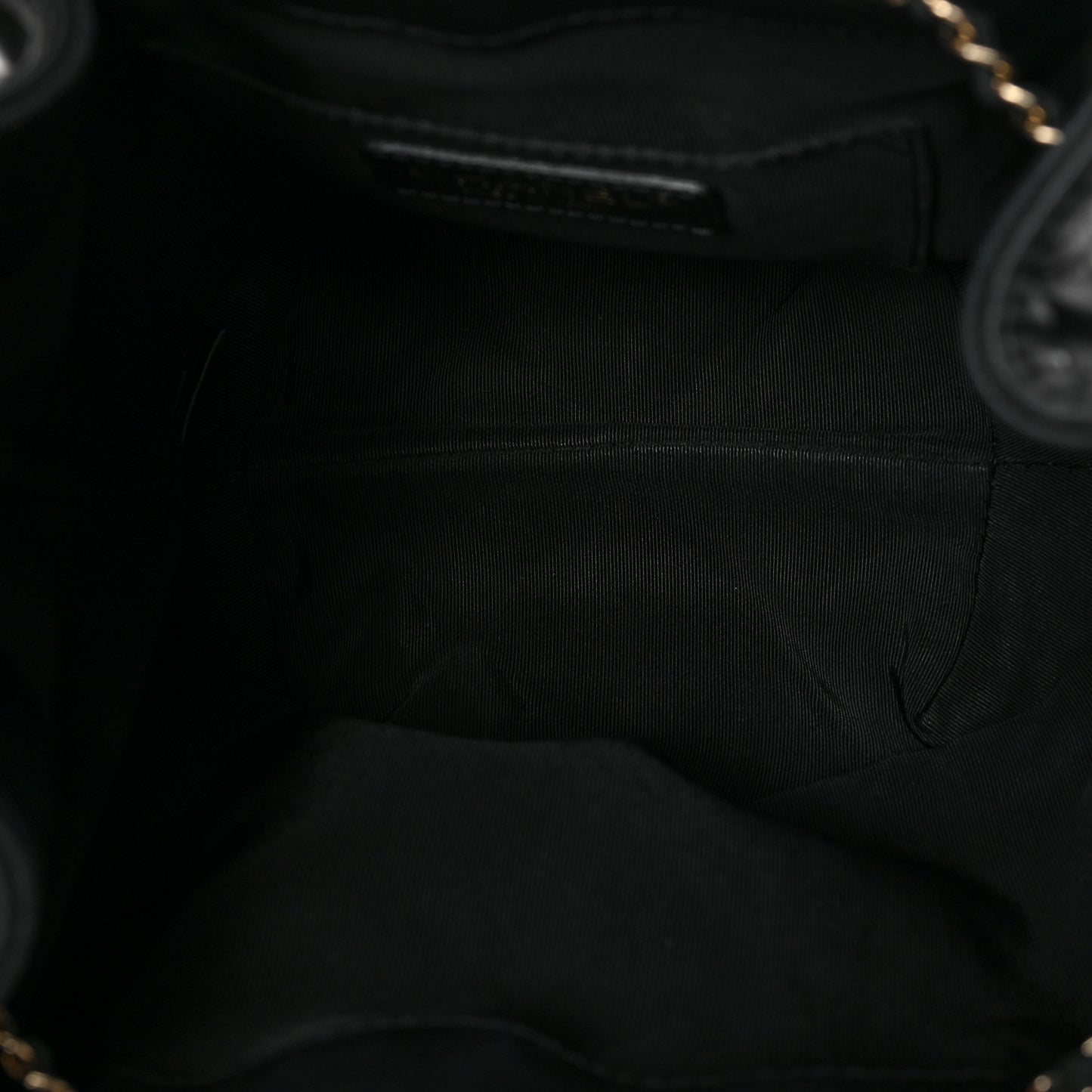 Lambskin Quilted CC Dweller Drawstring Bucket Bag Black