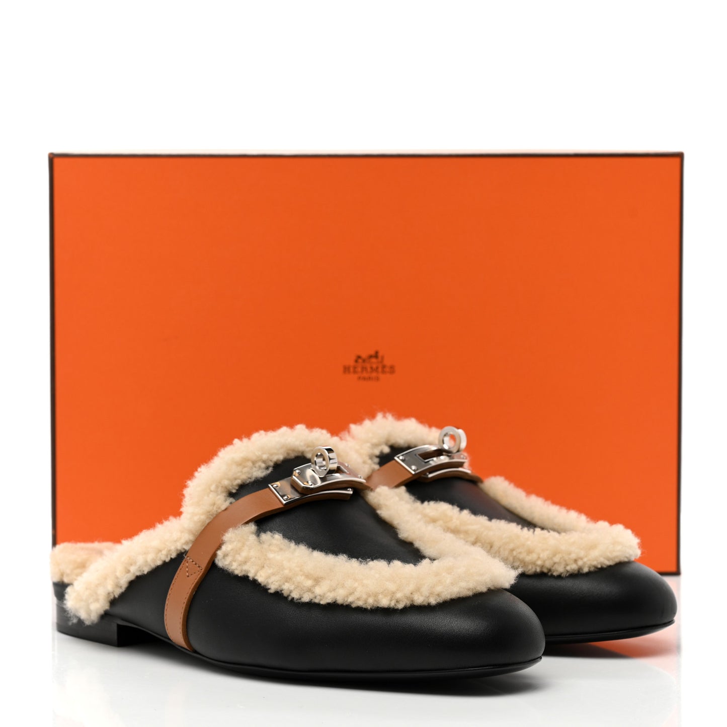 Shearling Calfskin Womens Oz Mules 36 Naturel Black