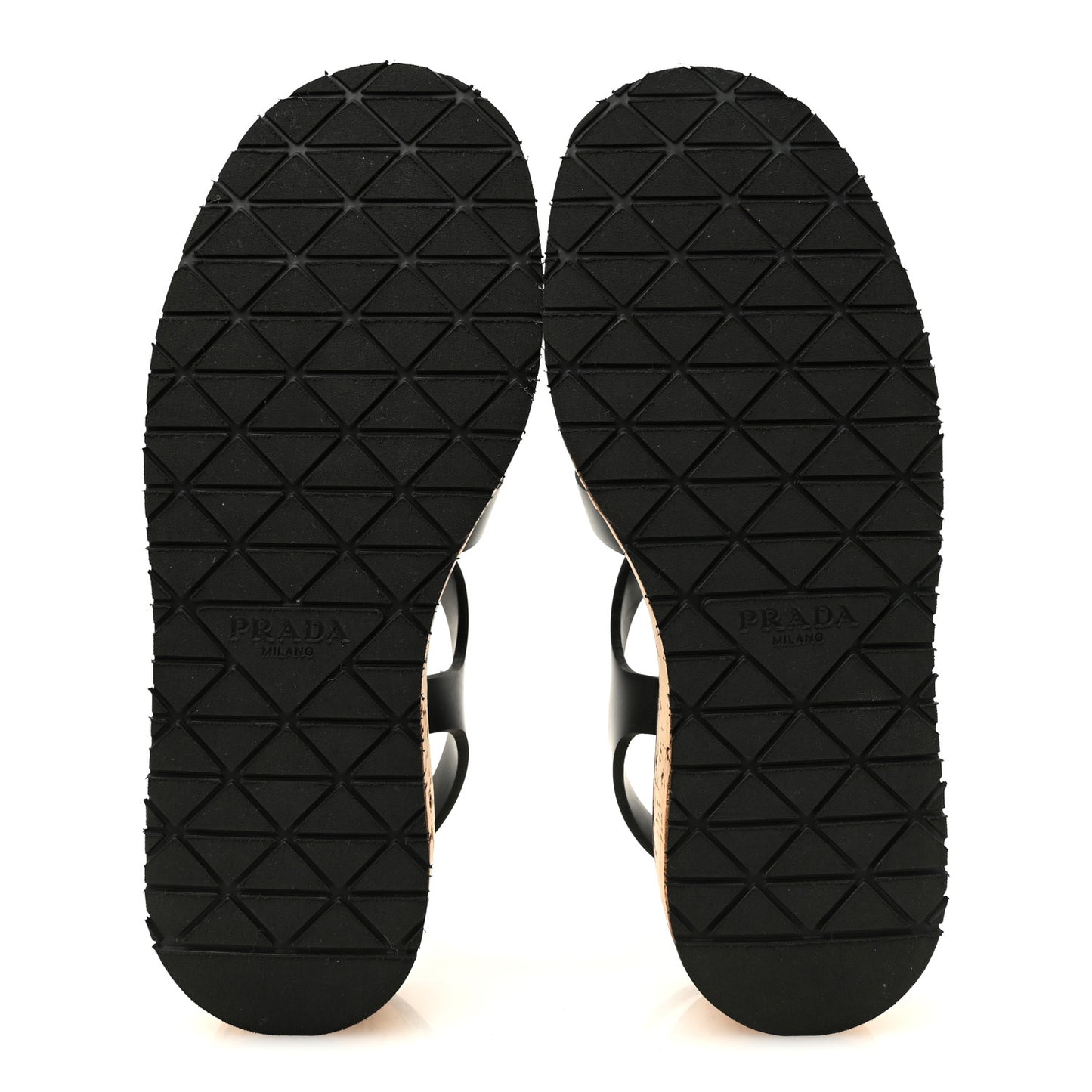 Foam Rubber Cork Triangle Logo Platform Cage Sandals  40 Black