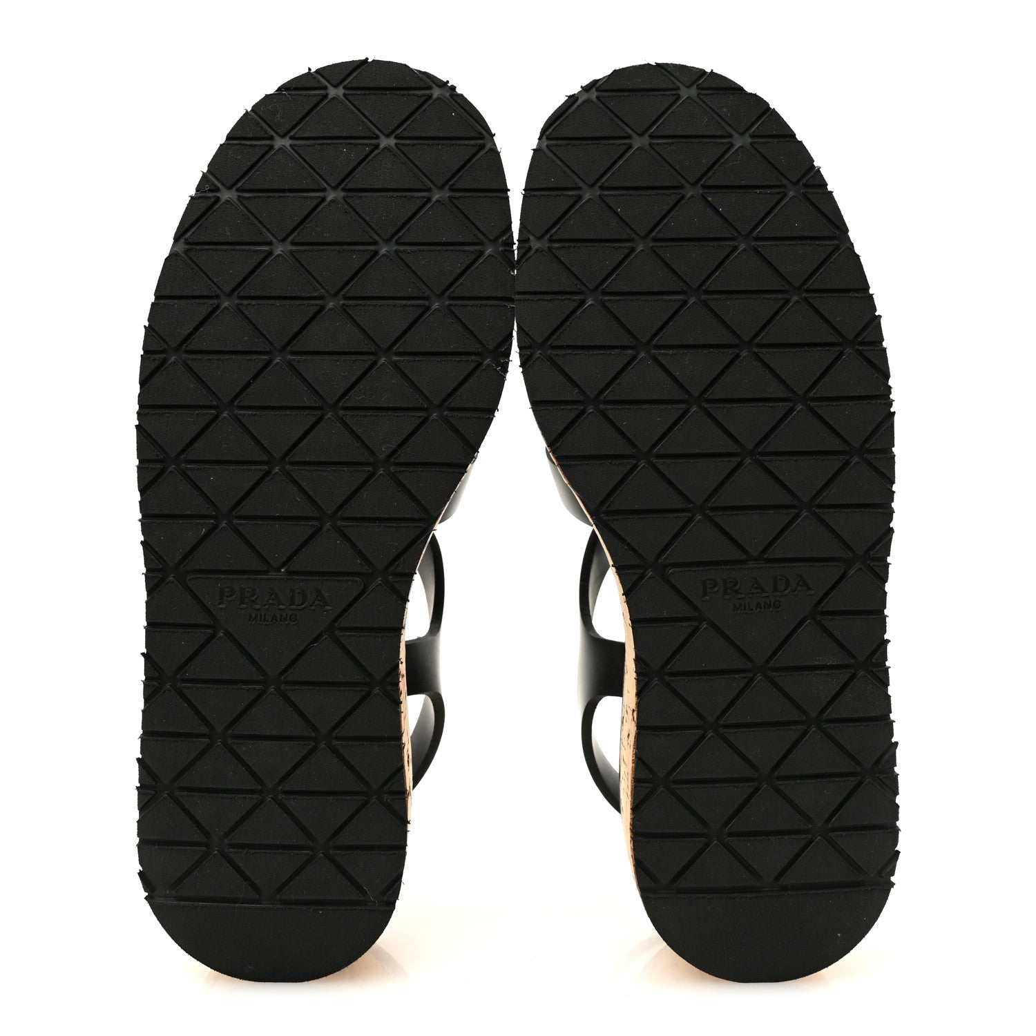 Prada Foam Rubber Cork Triangle Logo Platform Cage Sandals  40 Black 6 of 10