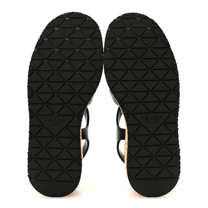 Prada Foam Rubber Cork Triangle Logo Platform Cage Sandals  40 Black 6 of 10