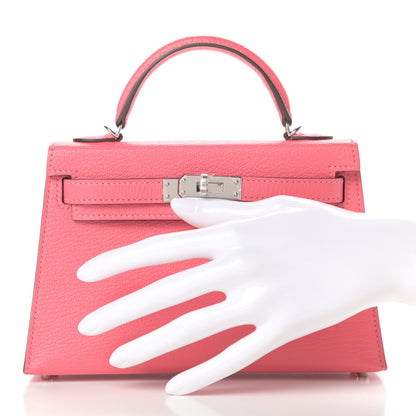 Hermes Chevre Mysore Mini Kelly Sellier 20 Rose Lipstick 2 of 11