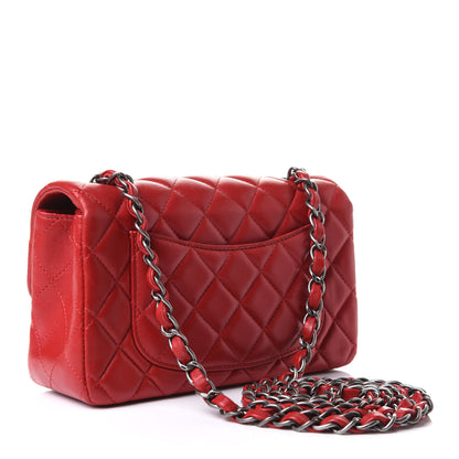 Chanel Lambskin Quilted Mini Rectangular Flap Red 3 of 12