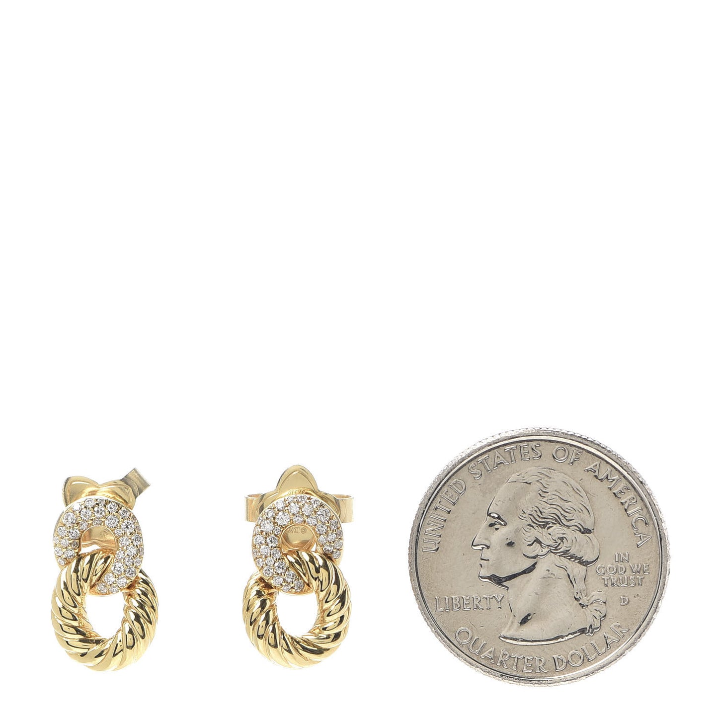 18K Yellow Gold Diamond Extra Small Belmont Curb Link Drop Earrings