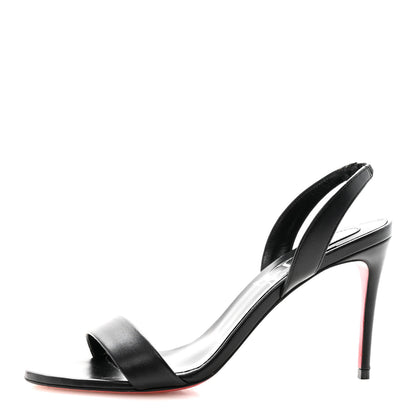 Christian Louboutin Calfskin O Marylin 85 Slingback Sandal Heels 36.5 Black 1 of 9