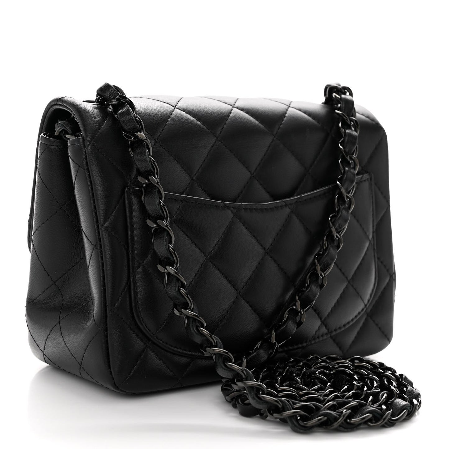 Lambskin Quilted Mini Square Flap So Black