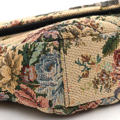 Saint Laurent Jacquard Floral Matelasse Chevron Monogram Medium College Satchel Beige Blue Red 9 of 10