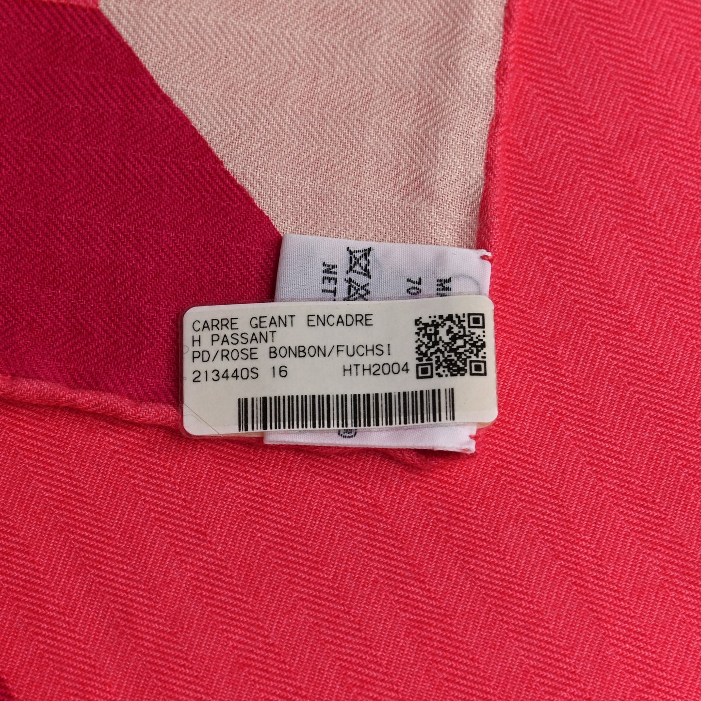 Cashmere Silk Encadre H Passant Giant Scarf 140 Rose Bonbon Fuchsia