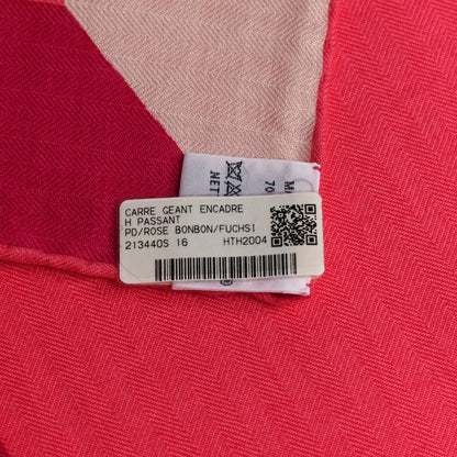 Hermes Cashmere Silk Encadre H Passant Giant Scarf 140 Rose Bonbon Fuchsia 2 of 4