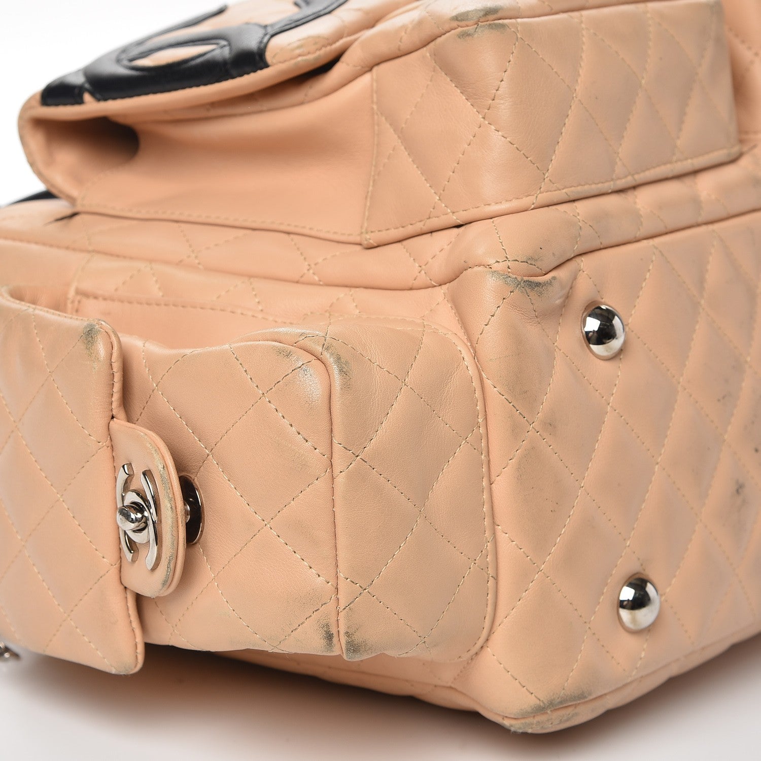 Chanel Calfskin Quilted Large Cambon Multipocket Reporter Beige Black 10 of 21