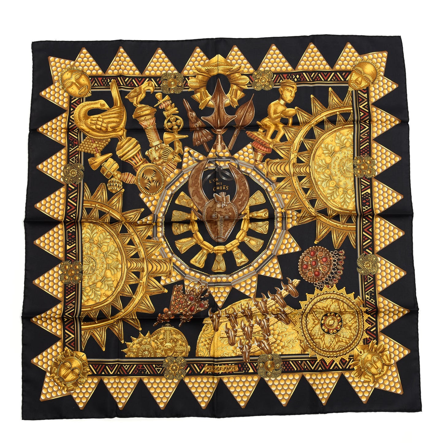 Silk L'or Des Chefs Scarf 90 Black Gold